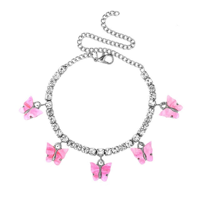 "Beautiful Butterfly" Crystal Ankle Bracelet - Lillian Channelle Boutique