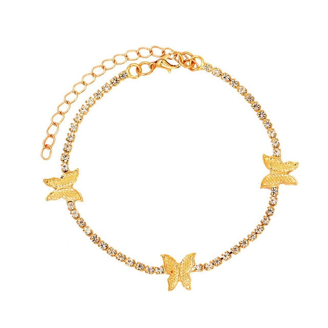 "Beautiful Butterfly" Crystal Ankle Bracelet - Lillian Channelle Boutique