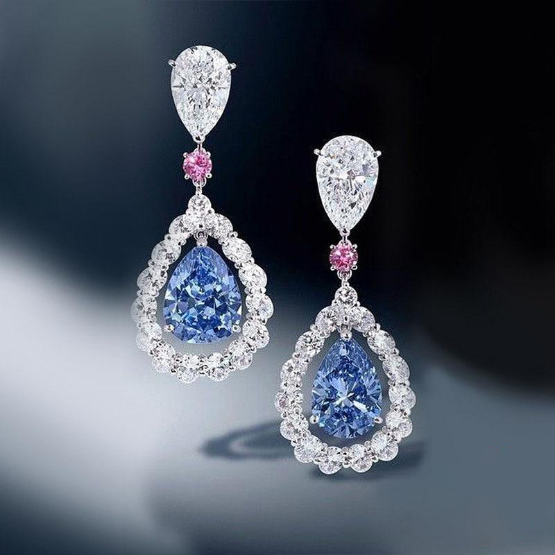 "Pretty & New" Blue & Pink Sterling Silver Water Drop Earrings - Lillian Channelle Boutique